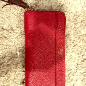 Red leather fossil wallet. Brand new.